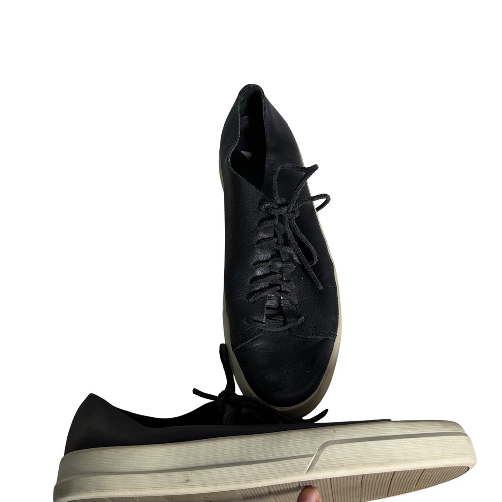 Vince Fulton Mens Black Pebbled Leather Low Top Lace Up Sneakers Size 10